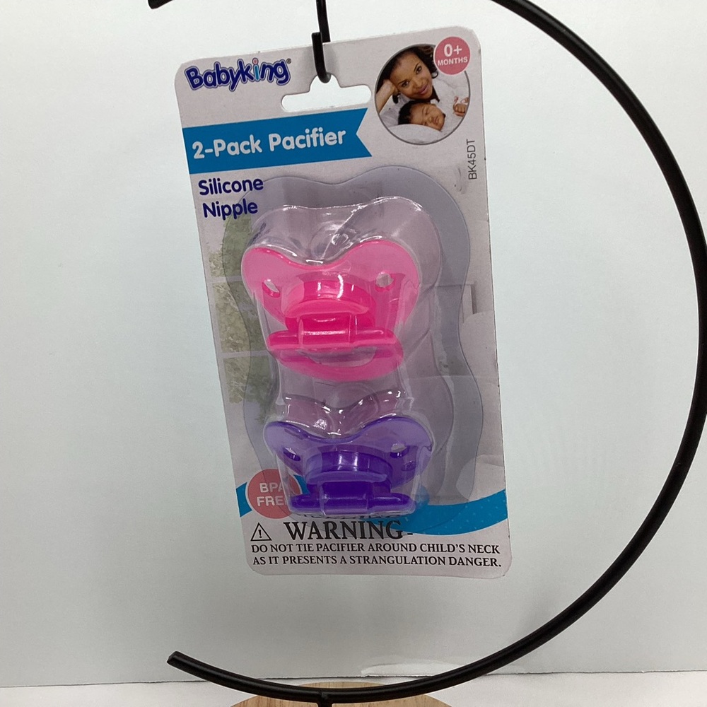 Baby King Pacifier Pink Purple Silicone Binky 0+ Months BPA Free